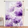 1PC Sheer Curtain Purple Tulip Transparent Watercolor Print, Rod Pocket Window Curtain for Living Room Elegant Decor