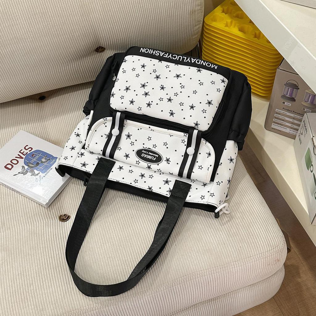 Schoolbag College Style School Bag Mori Dopamine Pain Layer Junior High School Student Large Capacity Backpack Cute Star Make-up Shoulder Bag