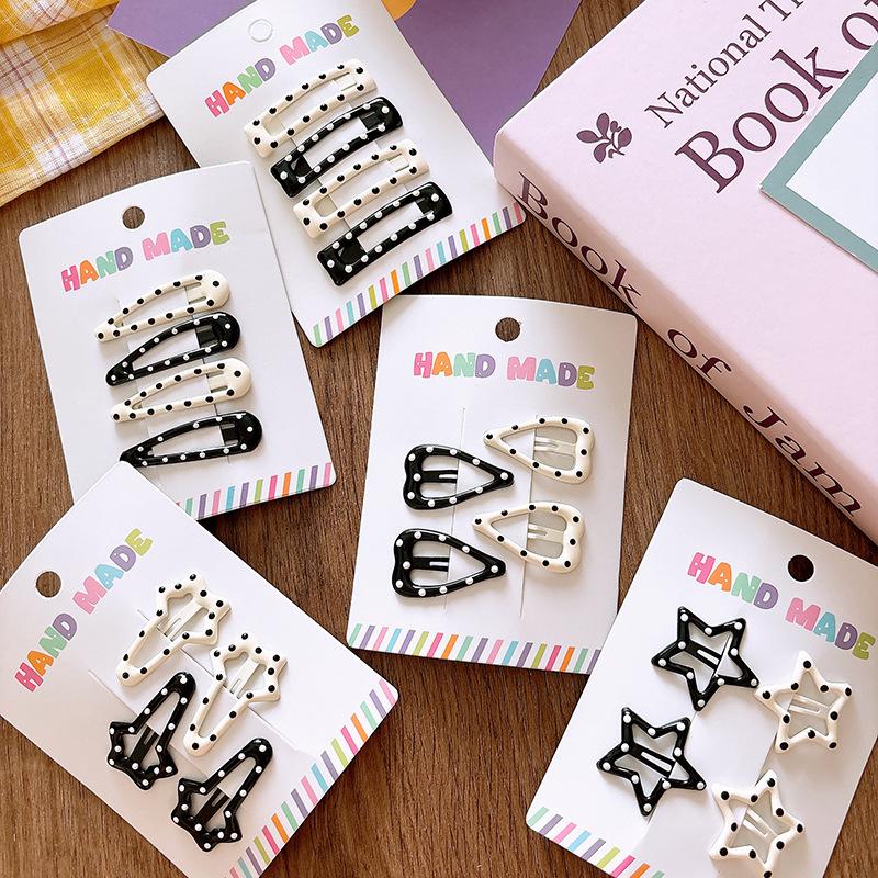 New enamel polka dot star BB clips . Cute geometric design, versatile for bangs. Adorable girlish style, durable enamel finish