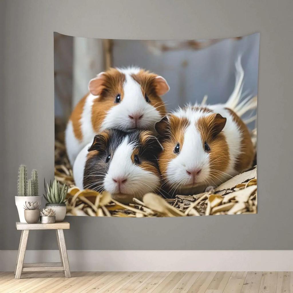 Guinea Pig Wall Tapestry Cute Cavy Tapestry for Kids Boys Girls Cartoon Pet Animal Tapestry Wall Hanging for Bedroom Living Room