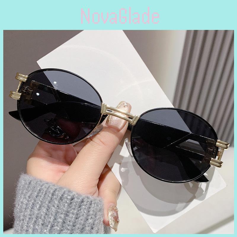 Nuovi Occhiali da Sole Metallici Ovali alla Moda per Uomo Con Protezione Uv400 Eleganti Occhiali da Sole per Viaggi e Feste