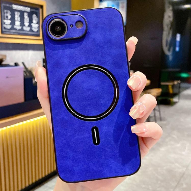 Lambskin Faux Leather Magnetic Case for iPhone 15 Pro Max, PU+TPU+PC Wear-resistant Shockproof Protective Cover