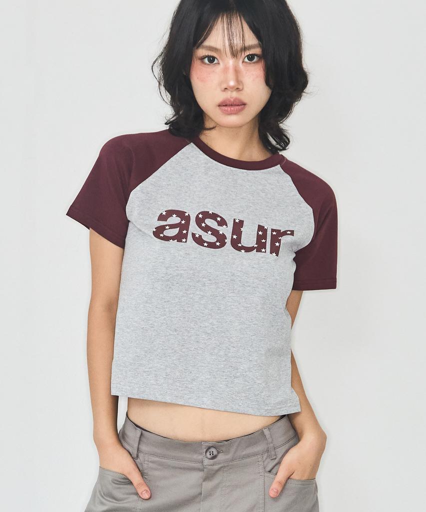 Aejeuyua Logo Raglan T-Shirt Melange