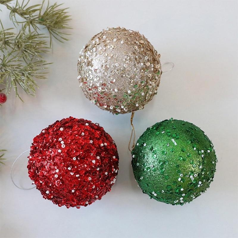 Reflective Foam Christmas Tree Decoration Pearls and Sequins Ball Feature Durable Portable Design Christmas Home Decoration