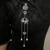 Retro Chinese Plum Blossom Fan Brooch with Tassel Pendant