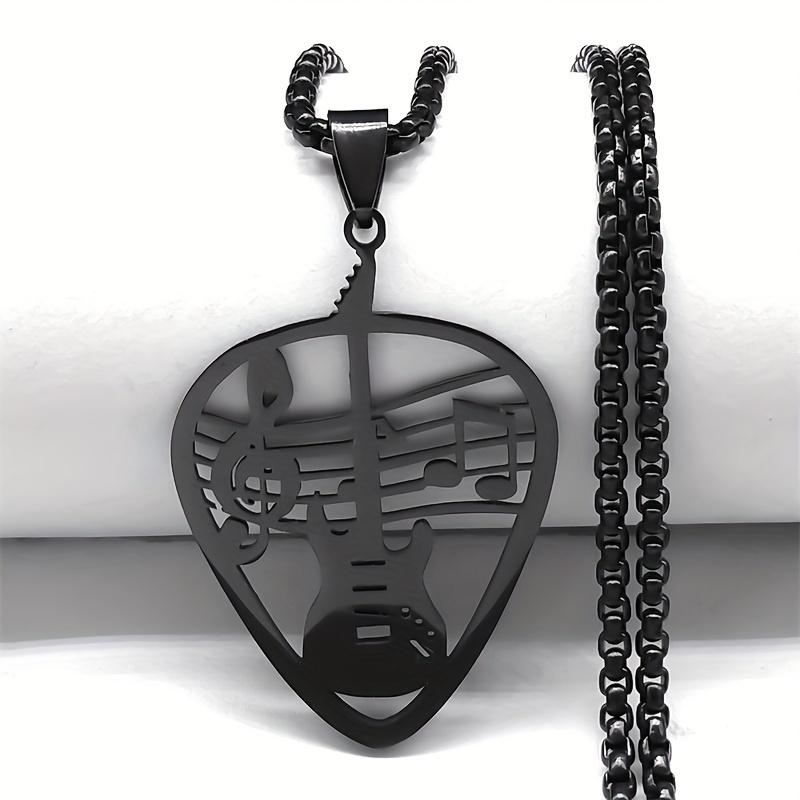 A Stylish And Unique Necklace Suitable for Both Men And Women, Featuring a Guitar Note Pendant, Perfect As a Gift for Music Enthusiasts.