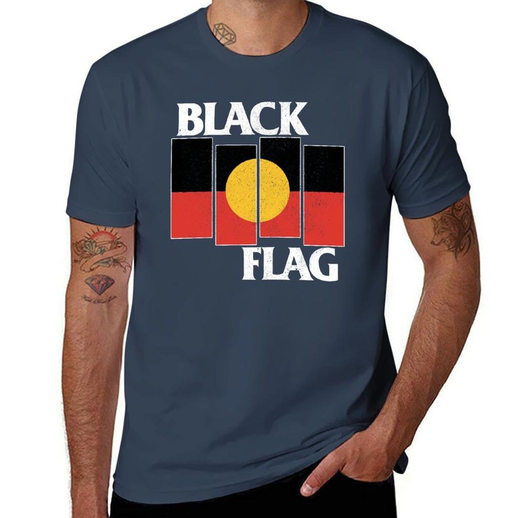 Rdzenna Czarna Flaga Czarna Znoszona Koszulka T-shirt Codzienna Graficzna