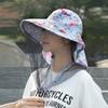 Printing Mesh Tea Picking Hat UV Protection Sunshade Shawl Cap Portable Wide Brim Sun Hat  Fishing
