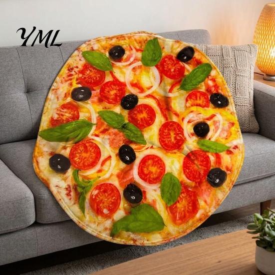 Portable Wrap for Camping Round Food Blanket, Realistic Themed Throw 59 Inch Novelty Waffle Pizza Breathable Warmth Dormitory Burrito Donut Wrap, Soft