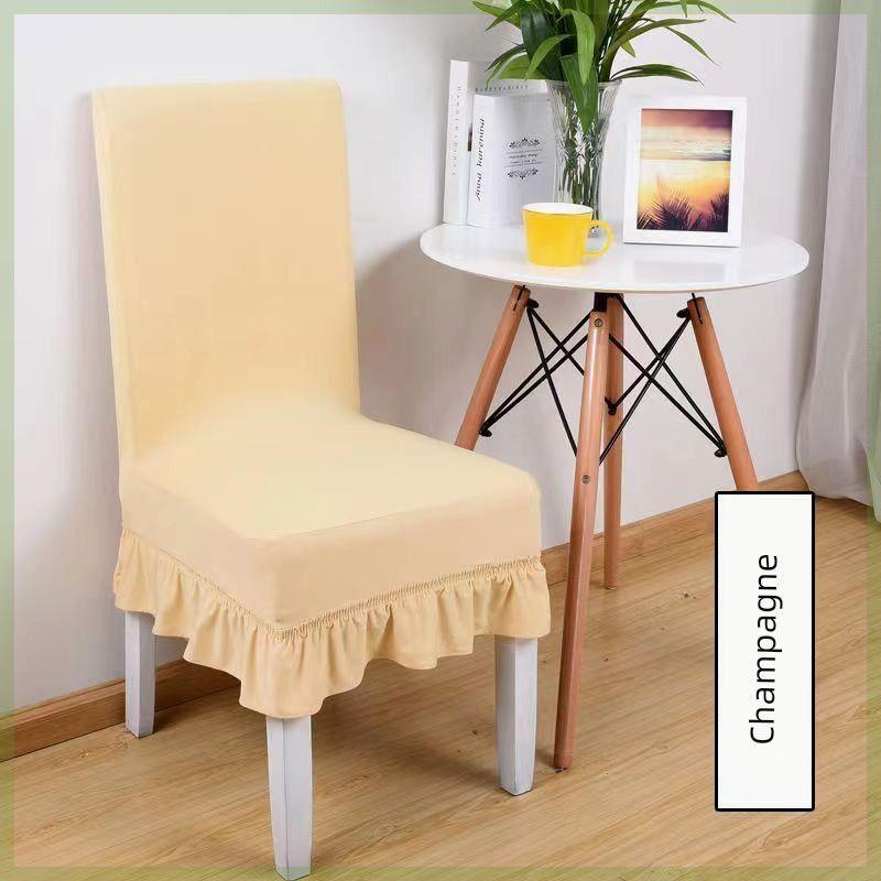 

Для дома Эластичные Цельные Чехлы на Стулья для Обеденного Стола Современные Минималистичные Чехлы на Табуреты Тканевые Чехлы на Сиденья для Отеля Ресторана Sanding Plain Skirt-Champagne