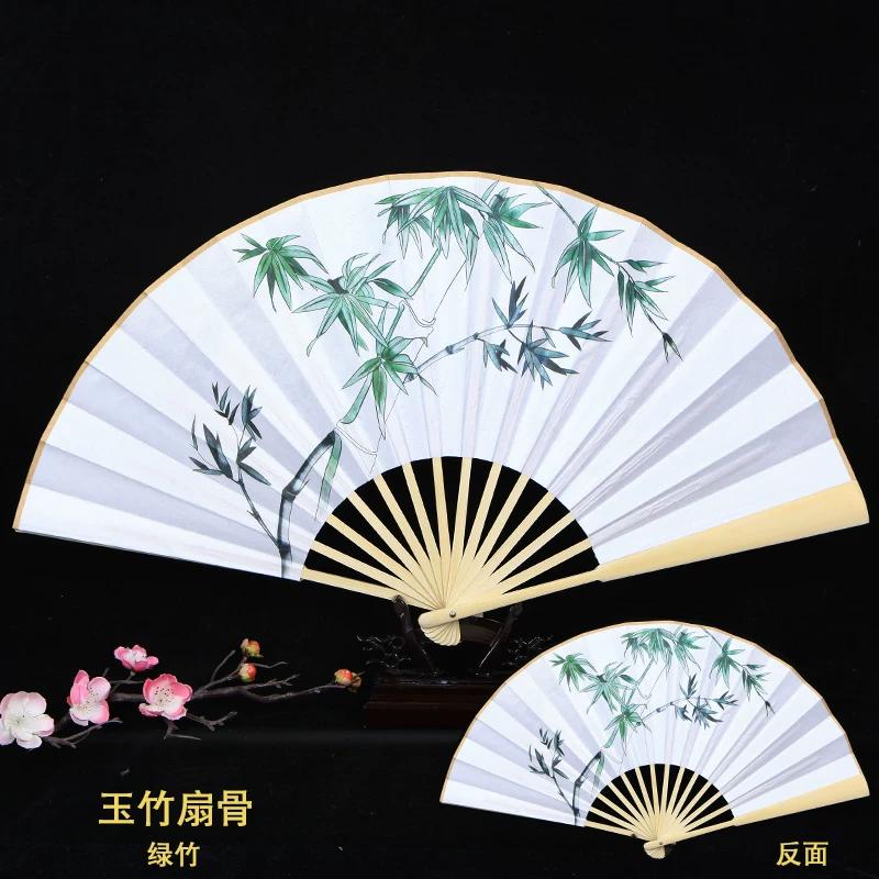 10inch Ancient-Style Folding Fans, Chinese-Style Silk Fans, Prop Fans for Summer Cooling, Portable Men's Folding Fans