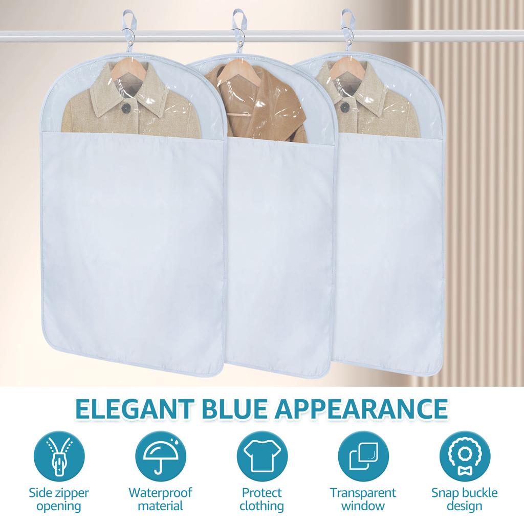 Dust Proof Garment Protector Cover Bag Hanging Garment Bag with Side Opening Zipper Moisture Proof Vacuum Bag for Coat Jacket