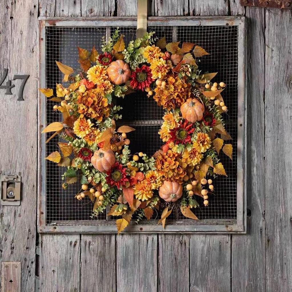 Fall Pumpkin Wreath Berry Wreath Fall Front Door Wreath artificial wreath Halloween decoration Thanksgiving Festive Party Supply