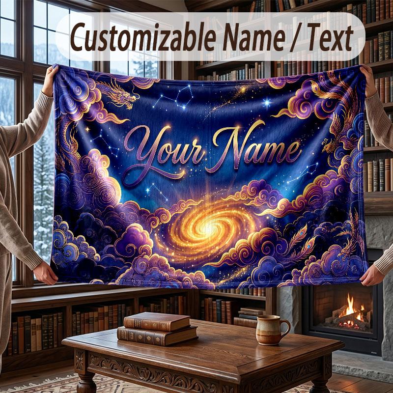 Coperta Cosmica a Tema Spaziale con Nome Personalizzato Testo Coperta Personalizzata Morbida Accogliente per Casa Divano Letto