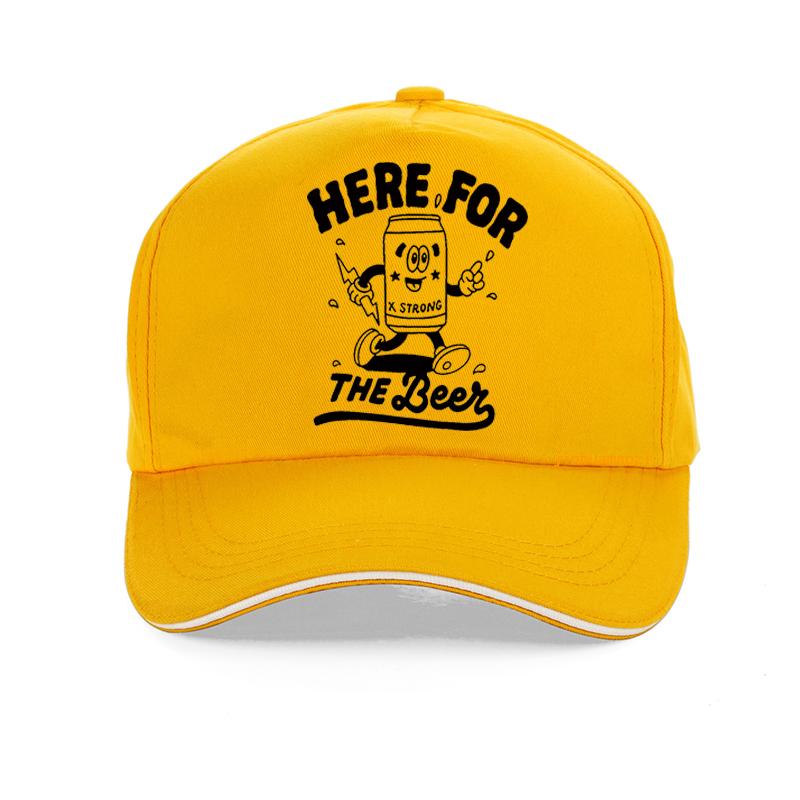 Funny Here For The Beer Print Baseball Cap Cartoon Creativity Beer Men Women Caps Adjustable Outdoor Sports Hat
