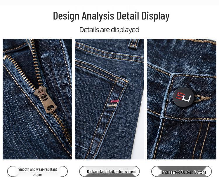 2025 Spring High-End Men's Slim Fit Stretch Jeans - Straight, Casual Business Trousers