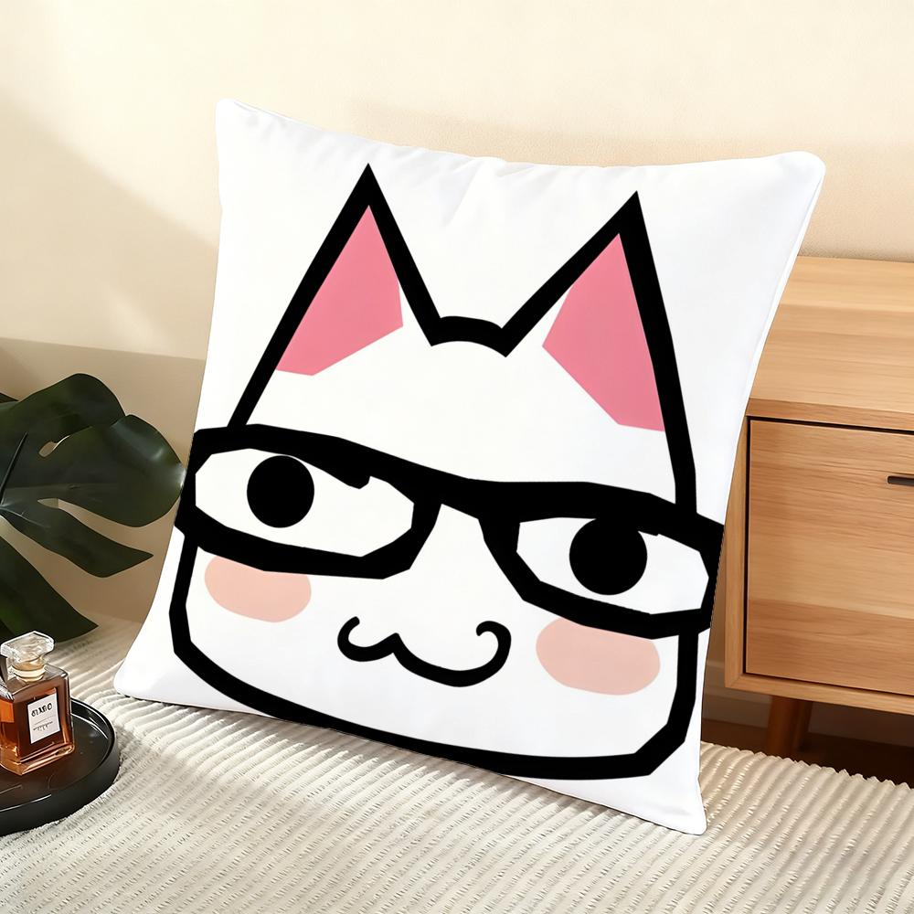 Cushion Cover Silky Short Plush Home Sofa Cushion Cover - Invisible Zipper Home Decoration Hot Movie Toro Cute Cat