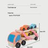 Children's Wooden Double-Layer Car Carrier & Transforming Tool Truck, Educational Toy