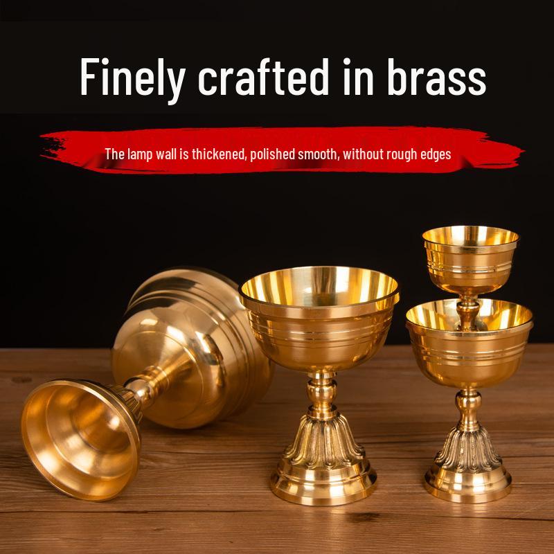 Ghee-Lampenhalter für die Anbetung: Reines Kupfer Messing Ewiges Licht für Buddha-Altar, Kompatibel mit essbarem Sesamöl.