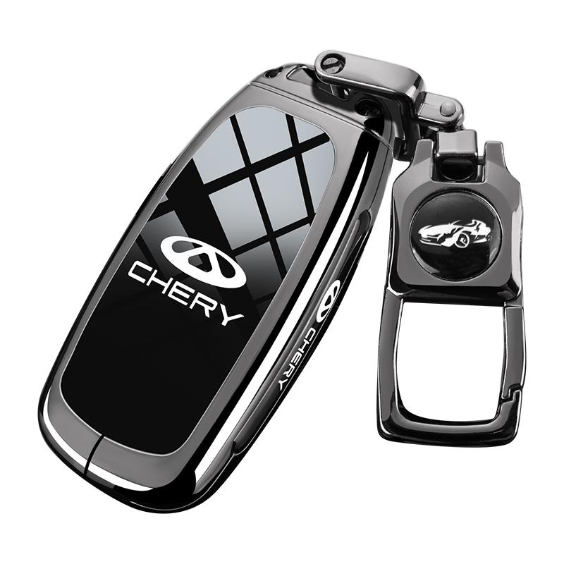 Zinc Alloy Car Key Case for Chery Tiggo 7 Pro 8 9 Plus 2024 2025 Keychain Remote Cover Shell Housing Ring Holder Fob Accessories FD5