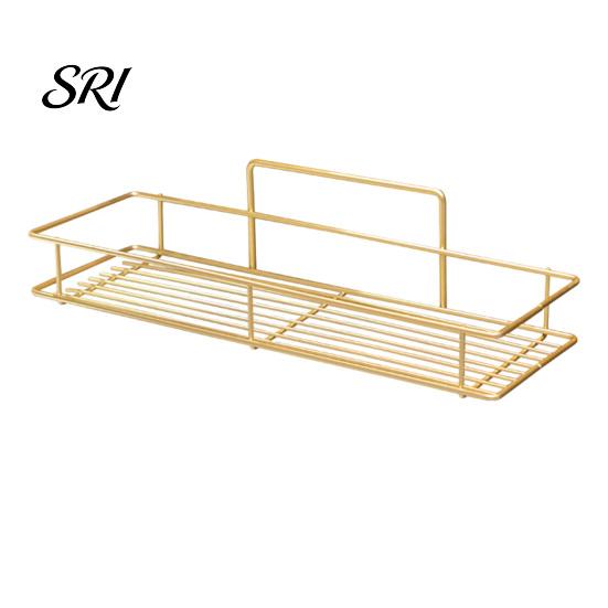 Bathroom Clutter Organizer Adhesive Storage Rack Wall Mounted Large Capacity Stable Load-bearing with Hollow Drainage Anti-Rust for Kitchen