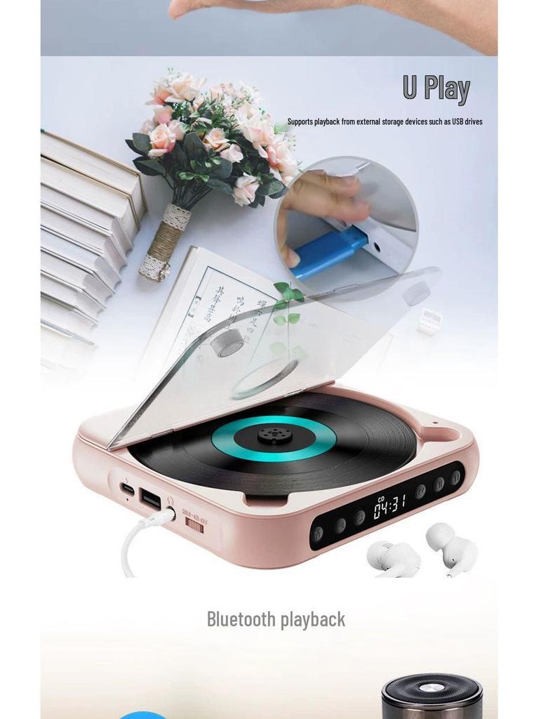 Tragbarer Mini-CD-Player mit Lautsprechern & Englisch-Hörwiederholer