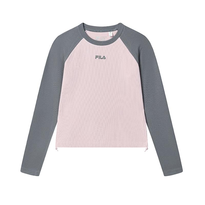 

FILA Original Retro Fashion Casual Simple Daily Versatile Comfortable Slim Knit Long Sleeve T-Shirt Women Tops Peach-Blossom-Pink F11W539204FPK S