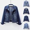 Women Jacket Turn-down Collar Classic Denim Jacket Single-breasted Buttons Chest Pockets Slim Fit Denim Hip Hop Streetwear Coats