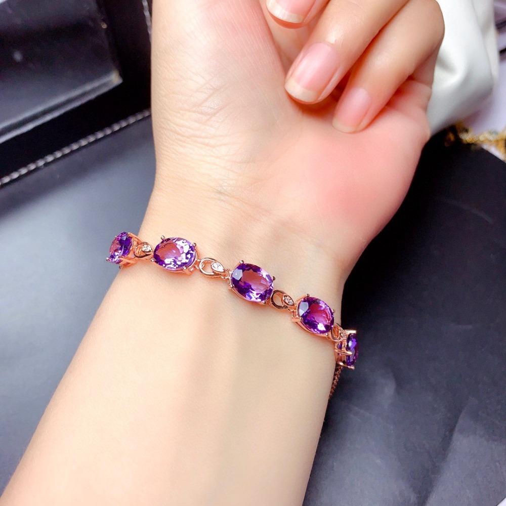 

Trendy Amethyst Bracelet Handmade Gemstone Jewelry for Women with Full Diamond Egg Shape Unique Fashion Accessory