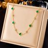 DIEYURO 316L Stainless Steel Green White Zircon Crystal Necklace Bracelets For Women Girl New Fashion Zircon Set Gift Party