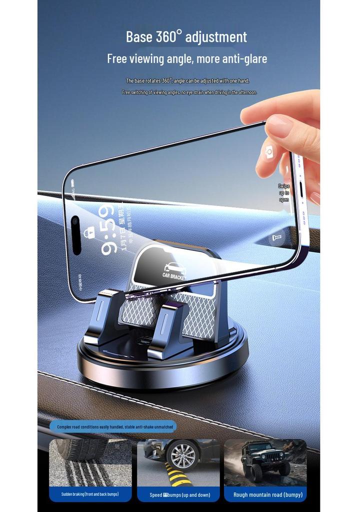 360° Rotatable Car Phone Holder with Suction Cup for Dashboard & Console - Easy Install, Dual Use Navigation Mount