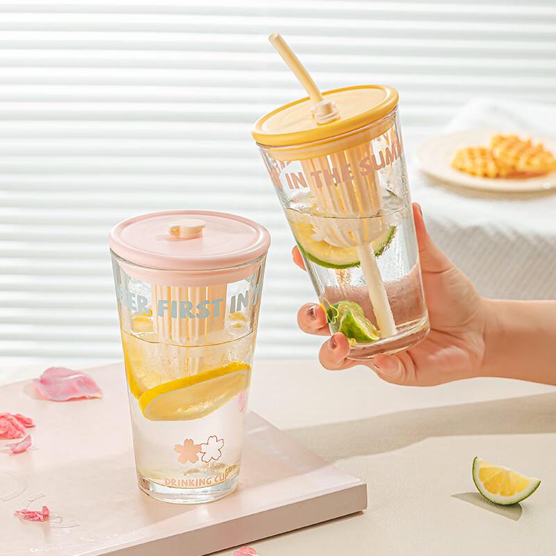 LOVWISH Le Fruit Glass Straw Tea Cup