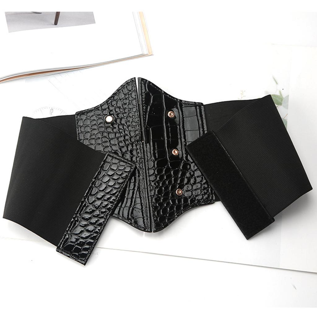 Gothic Solid Color Lift Up Female Waist Corset Wide Faux Leather Belt Women Fashion Slimming Waistband Adjustable Corset