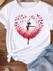 (Asian Size) Love Heart Flower Cute Women Tee Top Clothing Casual T Shirt Fashion Printed Lady Female Graphic  Short Sleeve T-shirts