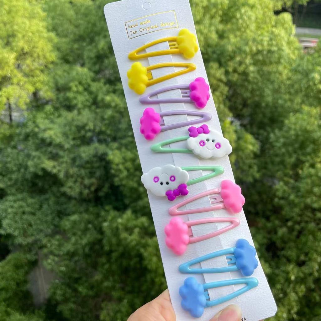 PL 2021 Cute 10 Pcs/set Cartoon Hair Clips for Baby Girl Hairclip Flower Fruit Hair Pins Kids Hair Accessories Gift