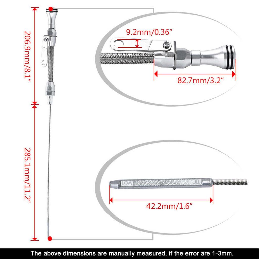 Engine Oil Dipstick ,Oil Level Measuring Tool Stainless Braided Dipstick, Car Accessories for Sbc