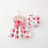 A732 Kleid mit Erdbeerdruck mit Hut – Frisches Kleid für Kleinkind-Babymädchen