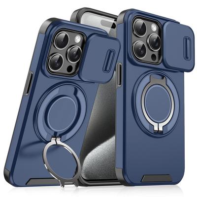 Magnetic Adjustable Kickstand Case for iPhone 17 16 Plus 15 14 13 Pro Max Camera Slide Shockproof Bumper Slim Protective Cover