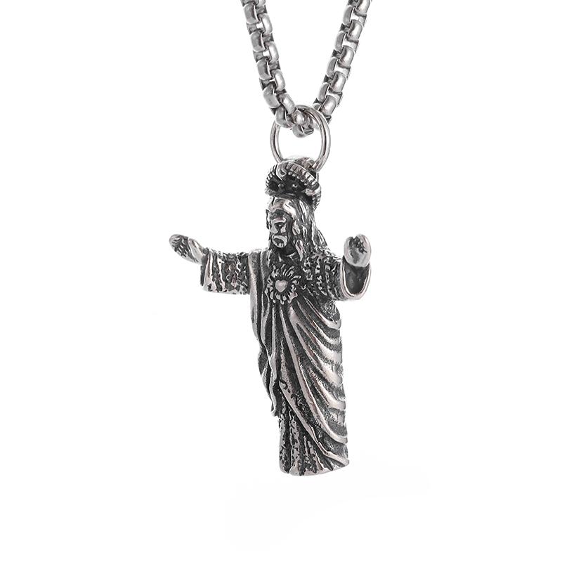 Brazil Christ The Redeemer Jesus Statue Pendant Necklace Men Women Religious Prayer Faith Jewelry Gift