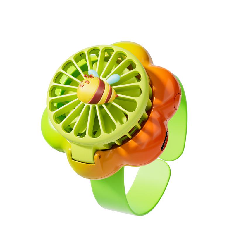 2025 Gradient Flower USB Rechargeable Handheld Mini Fan for Kids 6X4X20CM