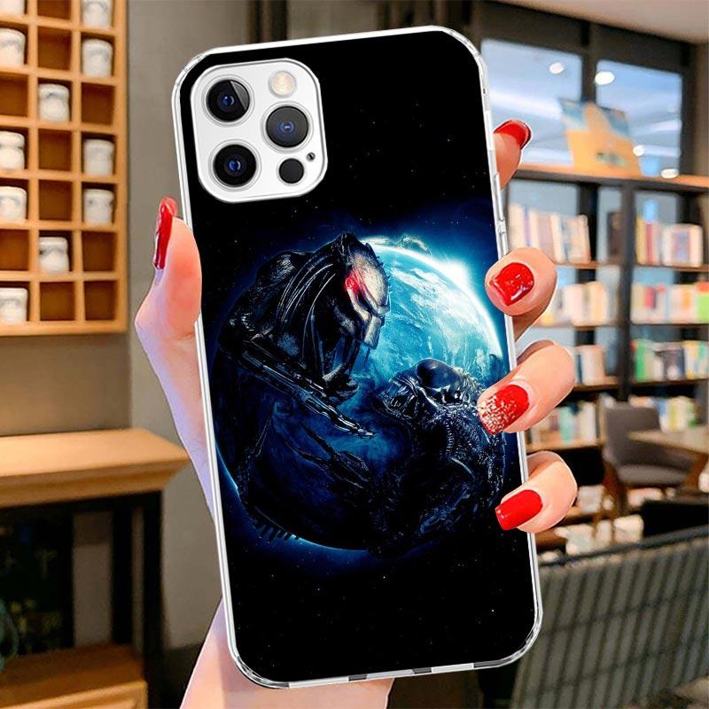 Alien Vs Predator Bemalte Cover Handyhülle Für iPhone 16 17 Air 15 14 Pro Max 16E Handyhülle 13 Mini 12 11 7 SE 8 Druckmuster