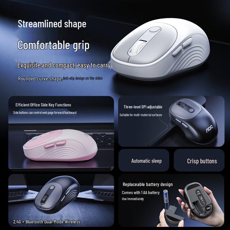 AOC MS300 Wireless Dual-Mode Mouse with Mouse Pad