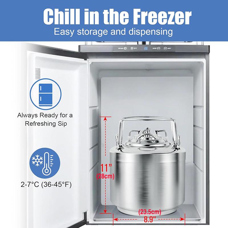 6L(1.6 Gallon) Cornelius Keg,304 Stainless Steel Draft Beer Keg with Ball Lock Disconnect,Homebrew Keg Dispensering Set For Paty