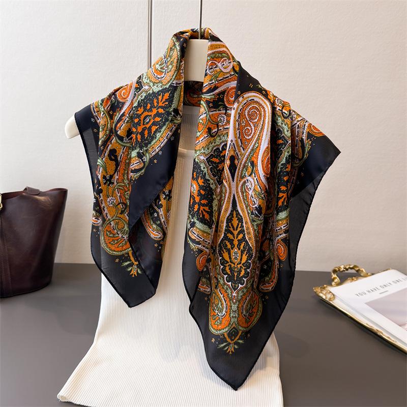 Exotic Printing Imitation Silk Scarf Square Scarf High-End Shawl Versatile Neck Small Square Scarf Headscarf
