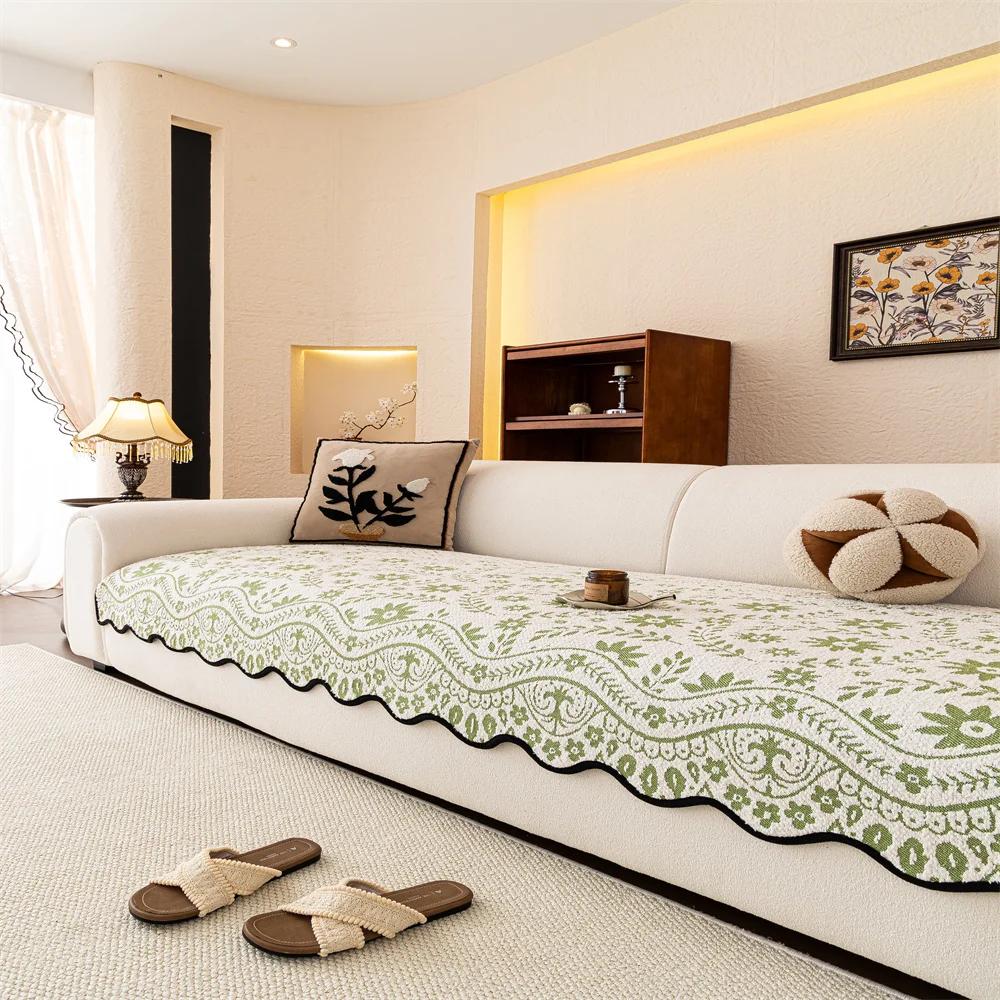 

Rabbit Plush Sofa Cushion New Autumn and Winter a Whole Non-slip Cover Cloth Cover Set 90x70cm