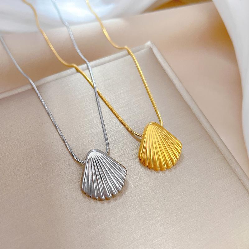 Cold Wind Shell Personality Minimalist Wind Furnace Real Gold Necklace Female Collarbone Chain