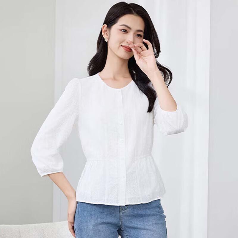 

JESSIE Нежная хлопковая рубашка с семью рукавами M