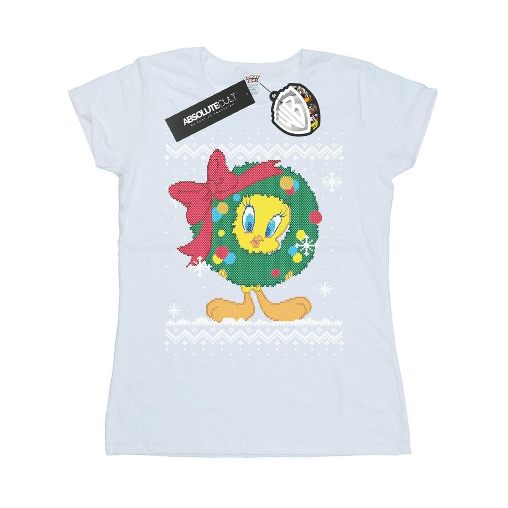 Looney Tunes Womens/Ladies Tweety Pie Christmas Fair Isle Cotton T-Shirt