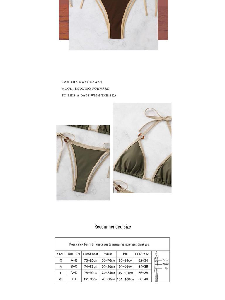 European and American High-End Women's Sexy Lace-Up Bikini Swimsuit, Perfect for Beach Vacations