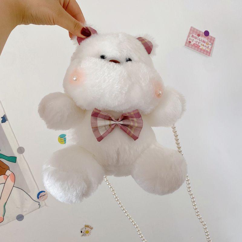 Cute Plush Bunny Mini Bag With Pearl Embellishments For Fashionable Women